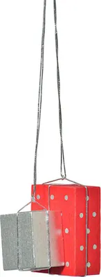 Productafbeelding van Kerstversiering "Pakketjes rood/zilver" (4 cm) van KWO
