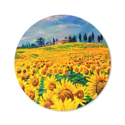 Produktbild von MuchoWow® Mauspad Mousepad Ölfarbe - Gemälde - Blumen - Sonnenblume 20x20 cm - Mousepads - Maus Mat - Pad - Mausunterlage - Schreibtischmatte