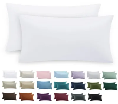 Produktbild von Kissenbezug 40 x 80 cm, 2er-Set – Weißer Mikrofaser-Kissenbezug mit Reißverschluss, weich, 40 x 80 cm