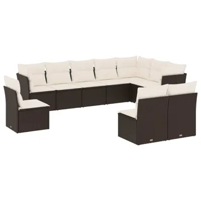 Immagine prodotto di vidaXL Set di divani da giardino da 10 pezzi con cuscini in polirattan nero