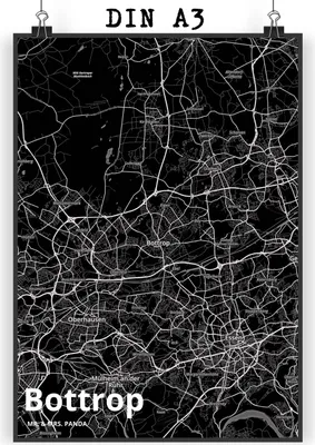 Produktbild von Mr. & Mrs. Panda Bild Bottrop DIN A3 - Geschenk, Wanddekoration, drucke, Stadt Dorf Karte Landkarte Map Stadtplan, Wandbild, Kunstdruck, wanddeko