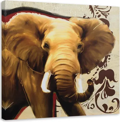 Produktbild von Leinwandbild erwachsener elefant auf beigem hintergrund 30x30 cm Feeby beige wandbild bereit zum aufhängen