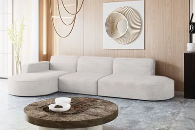 Produktbild von Ecksofa Designer, Sofa L form MODENA stoff Poso Ecru Links