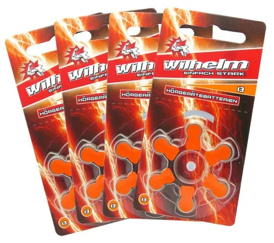 Produktbild von 24  x WILHELM Hörgerätebatterien Typ 13 orange Hörgerätbatterie PR48 ZL2  1,4/1,45 V