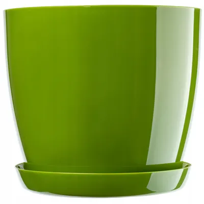 Produktbild von KADAX Blumentopf aus Kunstsoff "Agen", Topf mit Untersetzer. Pflanzkübel, 28 cm, Grün, 1 Stück