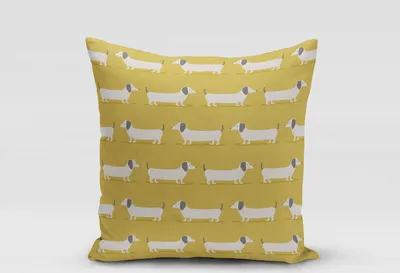 Produktbild von SCHÖNER LEBEN. Kissenhülle Fryett`s Dackel Dachshund senf gelb Größe 80x80cm (HxB) 80x80cm (HxB) Größe