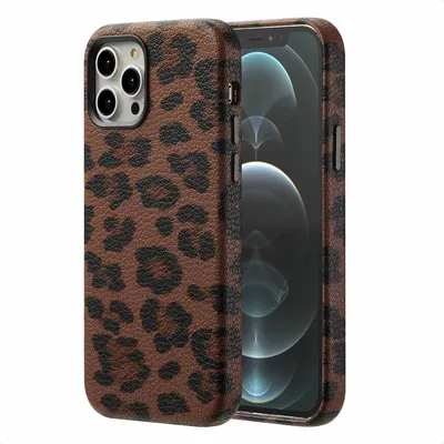 Image de Coque arrière Selencia Sabi Panther Print avec MagSafe pour Apple iPhone 12 (Pro) - Mocha Brown