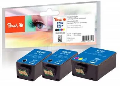 Zdjęcie produktu dla Peach PI200-587, Czarny, Cyjan, Purpurowy, Żółty, 9 ml, 11 ml, 3 szt., 250 stron(y), Multipak