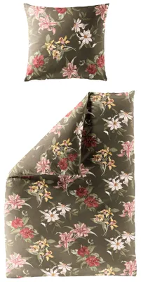 Produktbild von JACK by Bierbaum Biber Bettwäsche 2 tlg. 135x200cm Blütentraum Oliv Grün Rosa Rosé Mais