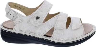 Produktbild von Finn Comfort Sandale Praia 2643-818222, Glattleder, Weiß-Metallic, Klettverschluss, Supersoft-Fußbett zum Wechseln 42