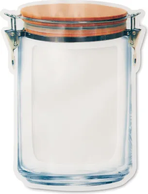 Produktbild von Großer, auslaufsicherer und wiederverwendbarer Aufbewahrungsbeutel für Lebensmittel. Kälte- und wärmebeständig (-10°C - °C). PET (0,13 mm)/MOPP-Beutel mit PE-Druckverschluss. Design ''Einmachglas''. BPA-frei.