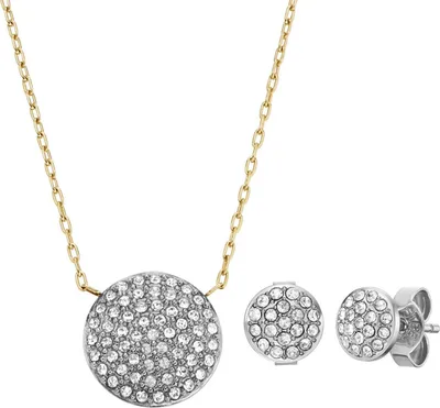 Produktbild von Fossil Set-Kette-Ohrringe Ellis Glitz Disc Edelstahl Gold JF04815SET
