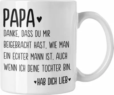 Produktbild von Trendation - Papa Tasse Geschenk von Tochter Kaffeetasse Sprüche Vatertag Geschenkidee Spruch Vater (Weiß)