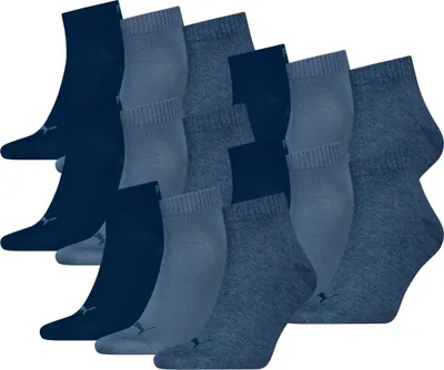 Produktbild von 15 Paar Uni Puma Quarter kurze Sportsocken in Denim Blau Größe 43-46