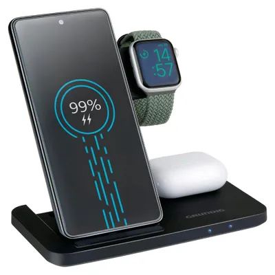 Produktbild von Grundig 3-in-1 Kabellose Ladestation für Apple Watch und iPhone – Qi Ladegerät m
