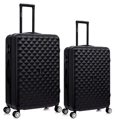 Produktbild von 2-teilige Gepäcksets | Kabinenkoffer + Großer Koffer | 55x40x20 cm Kabinengepäck + Großer Koffer mit 4 Rollen, leicht | Kofferset | Schwarz