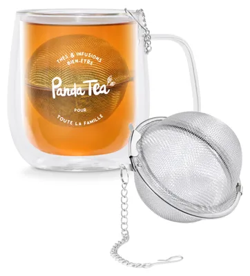 Tee-Ei aus Edelstahl mit Kette, 1 Stück, silber, rund