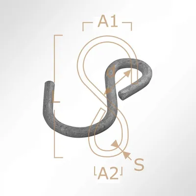 Produktbild von S-Haken asymmetrisch, (L) 50mm in Grau/feuerverzinkt (10 Stück)