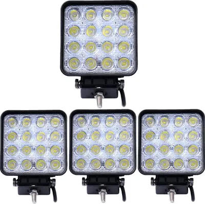 Produktbild von Greenmigo 4 Stück Wasserfest 67IP LED 48W Runde Scheinwerfer Spot Arbeitsscheinwerfer Arbeitsleuchte Nebelscheinwerfer - Traktor - Bagger Nebelscheinwerfer - 4800lm