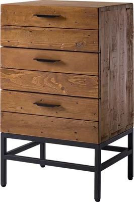Produktbild von home24 Nachtkommode - Pinie Massiv / Metall - Höhe 76 cm