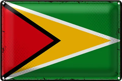 Produktbild von Blechschild Flagge Guyana 30x20cm Retro Flag of Guyana