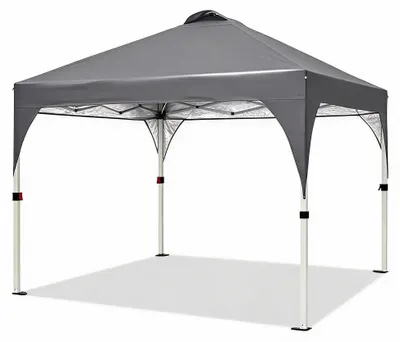 Produktbild von Faltpavillon 3 x 3 m - Pop up Gartenzelt - 150D Oxford-Gewebe - Wasserdicht - Tragbares Partyzelt für Markt & Event - Grau