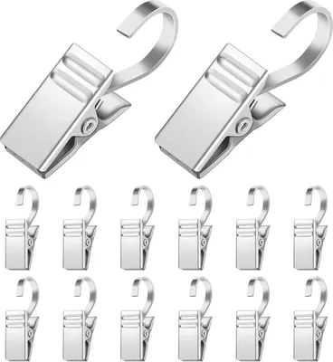 Produktbild von 25 Stück Vorhang Clips Gardinen Metall Klammern mit Vorhang Haken Clip Duschvorhang Metallklammern Silber