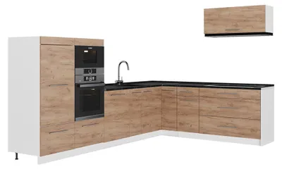 Obrázok produktu pre Rohová kuchyňa Vicco Fame-Line Dub Goldkraft/biely 327 x 227 cm bez pracovnej dosky, Model 62957