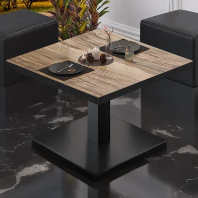 Produktbild von BM | Bistro Loungetisch | B:T:H 70 x 70 x 41 cm | Sheesham / Schwarz | Bistro Tisch Loungetisch