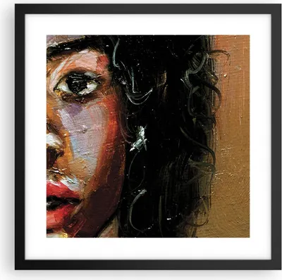 Produktbild von Gerahmtes Poster - Schwarzer Rahmen - Pastos Porträt afrikanisch - 40x40 cm - Wand Bild - Wanddeko - Wandbilder - Kunstposter - Wandposter - Bilderrahmen - Bilder - Kunstdruck - P2BAC40x40-4674