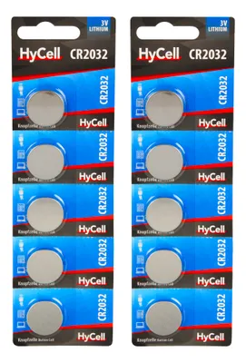 Produktbild von HyCell 10er Pack Lithium Knopfzellen CR2032 3V - Knopfbatterien - 10 Stück