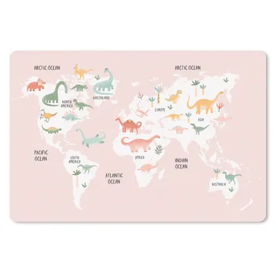 Produktbild von MuchoWow® Schreibtischunterlage Weltkarte - Kinder - Dinosaurier 60x40 cm - XXL Mauspad - Großes Mauspad