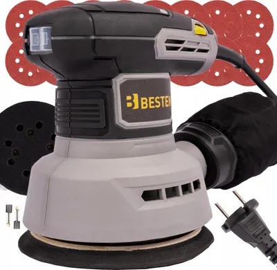 Produktbild von BESTEN 320W Schwing-Exzenterschleifer + Schleifpapier, Rotationsschleifer, Drehzahlregelung, Staubabsaugung