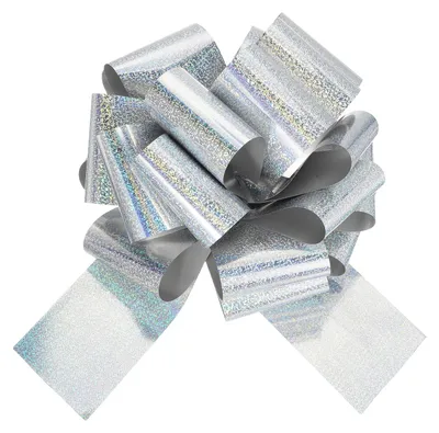Geschenkschleife, 35 cm, silber, Zugschleife, für Auto, Hochzeit, Weihnachten