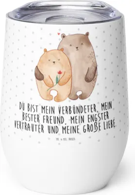 Produktbild von Mr. & Mrs. Panda thermosbecher Bären Liebe - Weiß - Geschenk, edelstahl thermobecher, Verknallt, Freundin, kaffee tasse, Beziehung, Kuscheln, Jahrestag, Thermo Becher