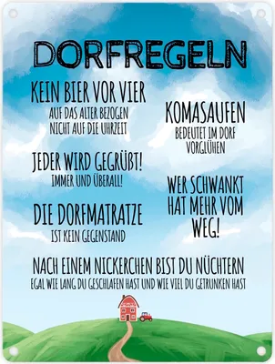 Produktbild von Dorfregeln für Dorfkinder Metallschild in 15x20 cm
