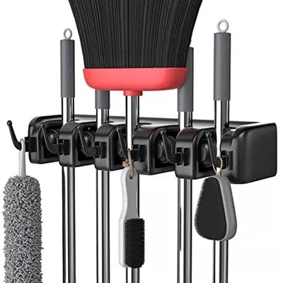 Produktbild von Famanu Halter für Besen - Organizer für Mop und Besen - Aufbewahrungsrack für Gartenwerkzeuge, Garage und Küche