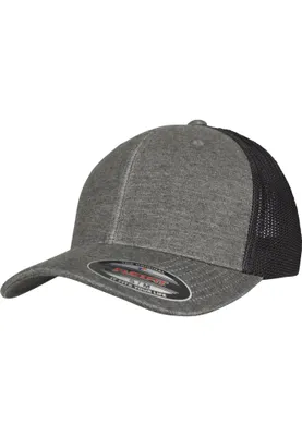 Produktbild von FLEXFIT 6511M | Retro Trucker Melange Cap - Farbe: Khaki/Black Mesh - Größe: S/M