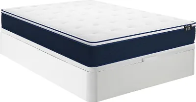 Produktbild von Set 160 x 200 cm Rahmen mit Box weiß + Matratze 24 cm dick mit Taschenfedern und integriertem Topper - ALTIER by YSMÉE