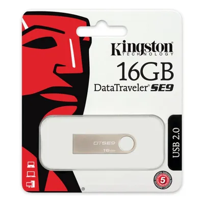 Zdjęcie produktu dla Kingston Technology DataTraveler SE9 16GB, 16 GB, USB Typu-A, 2.0, Bez zatyczki, Srebrny