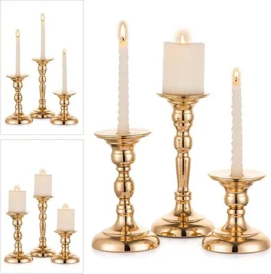 Produktbild von Famanu Kerzenständer Set aus Metall - Elegante Tischdekoration - 3-teilig