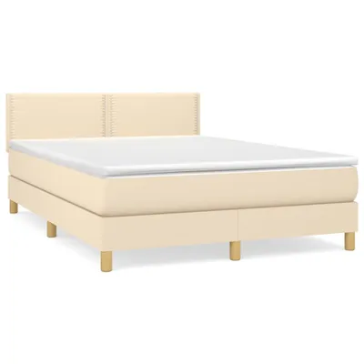Produktbild von Boxspringbett mit Matratze Creme 140x190 cm Stoff