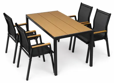 Zdjęcie produktu dla Zestaw mebli ogrodowych balkon stół Allen Pro 130x70W + 4x krzesło Polinka KD czar