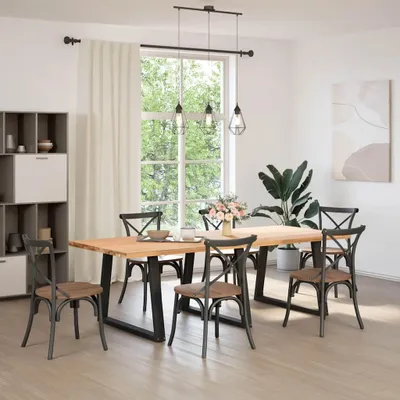 Immagine prodotto di vidaXL Gambe del tavolo da pranzo a V 3 pezzi nero 90x(72-73,3) cm acciaio