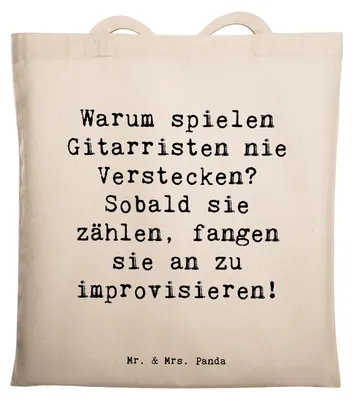 Produktbild von Mr. & Mrs. Panda Tote Bag Spruch Gitarre Improvisation - Transparent - Geschenk, Akustik, Laptoptasche, Musiker, Stoffbeutel, Shopping Tasche, Jutebeutel, Leidenschaft