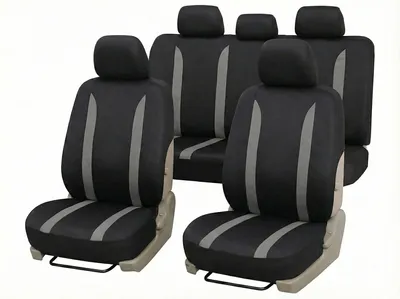 Produktbild von Autostoelhoezenset universell, grau, vorne und hinten, Polyester, für Pkw