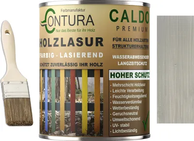 Produktbild von Contura Holzlasur Langzeitschutz Lasur + Pinsel Holz Außen Dauerschutzlasur Holzfarbe - 750ml. + Pinsel / Kieselgrau - 10.52