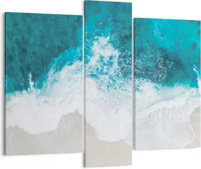 Produktbild von Bild auf Leinwand - Leinwandbild - 3 Teile - Luftaufnahmen Strand Welle - 95x80cm - Wand Bild - Wanddeko - Wandbilder - Leinwanddruck - Bilder - Wanddekoration - Leinwand bilder - CB95x80-4686