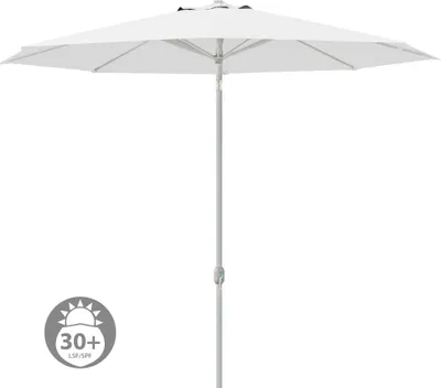 Produktbild von Sonnenschirm 3,5m rund weiß Garten Balkon knickbar mit Kurbel UV-Schutz Gestell silber paramondo interpara