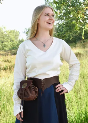 Produktbild von Mittelalter Bluse Aila mit Schnürung, natur aus Baumwolle - Mittelalter Wikinger LARP Kleid für Damen - Kostüm Verkleidu Größe: XXL